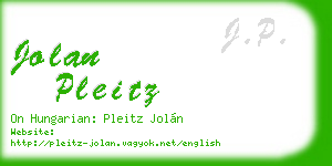 jolan pleitz business card
